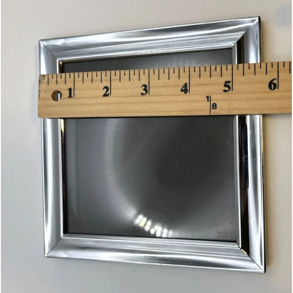 Lot of 2 Burnes of Boston Silver Picture Frames 6x6 Square Chrome Minimalist